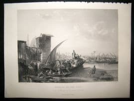 After Jacobs 1859 Antique Print, Morning on the Nile, Egypt, Art Journal