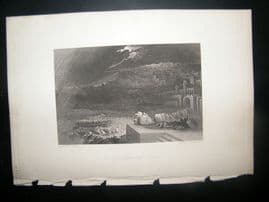 After John Martin 1838 Antique Religious Print. Repentance of Nineveh