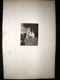 After Joshua Reynolds C1830 Folio Mezzotint. Mrs Stanhope, Pretty Lady
