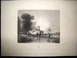 After Sir A.W Callcott C1840 LG Folio Antique Print. Returning from market. Horses