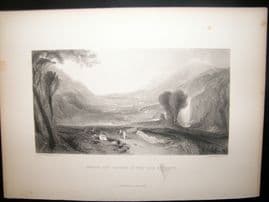 After Turner 1860 Antique Print, Apollo and Daphne in the Vale of Tempe