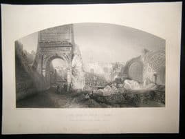 After Turner 1861 Antique Print, Arch of Titus, Rome, Italy, Art Journal