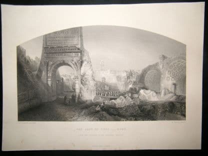After Turner 1861 Antique Print, Arch of Titus, Rome, Italy, Art Journal | Albion Prints