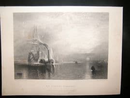 After Turner 1864 Antique Print, The Fighting Temeraire, Maritime, Art Journal