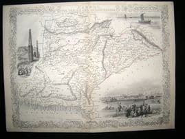 Aghanistan & India: 1852 Map. Cabool, The Punjab and Beloochistan. Tallis