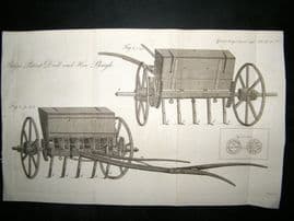 Agriculture 1790 Antique Print. Ridges Patent Drill