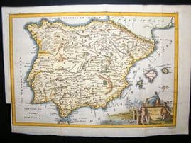 Ancient Spain C1750 Hand Col Antique Map
