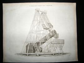 Astronomy 1812 Antique Print. Dr. Herschel's 40 Feet Telescope