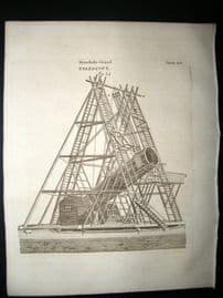 Astronomy C1790 Antique Print. Herschel's Grand Telescope 505
