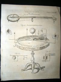 Astronomy C1790 Antique Print. Trajectorium Lunare & Planetarium 88