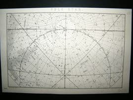 Astronomy C1875 Antique Map. The Pole Star