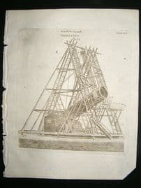 Astronomy Print, 1795: Herschels Grand Telescope, antique engraving