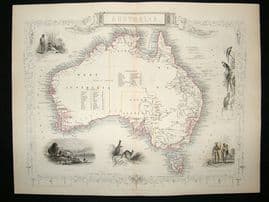 Australia: 1852 Antique Map. Decorative. Tallis Rapkin