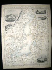 Baltic Sea: 1858 Antique Map. Tallis Rapkin