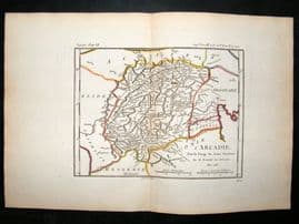 Barthelemy 1790 Antique Map Arcadia, Messenia, Greece