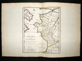 Barthelemy 1790 Antique Map L'Elide et La Triphylie, Greece