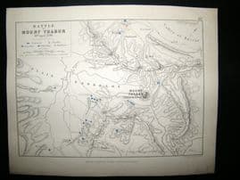 Battle of Mount Tabor, Israel: 1848 Antique Battle Plan. Johnston