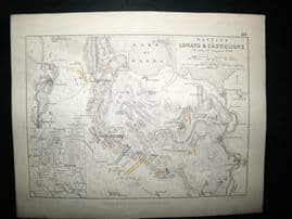 Battles of Lonato & Castiglione, Italy: 1848 Antique Battle Plan. Johnston