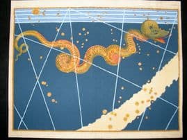 Bayer Uranometria 1661 Folio Hand Col Celestial Map. Hydra 44