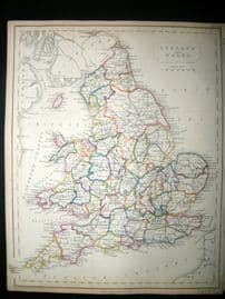 Becker C1840 Antique Map. England & Wales