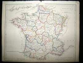 Becker C1840 Antique Map. France