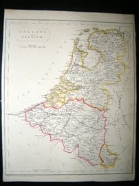 Becker C1840 Antique Map. Holland & Belgium