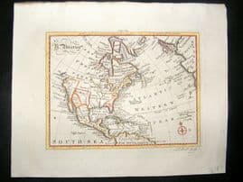 Bell C1790 Antique Hand Colored Map. North America, USA, Canada