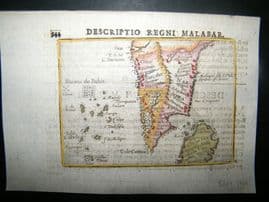 Bertius 1606 Antique Hand Col Map. Descriptio Regni Malabar. India