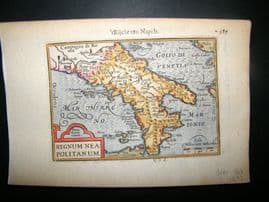 Bertius 1606 Antique Hand Col Map. Regnum Nea Politanum. Naples Italy