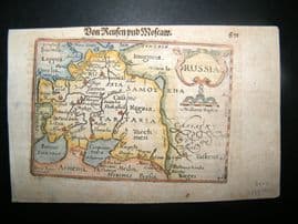 Bertius 1612 Antique Hand Col Map. Russia