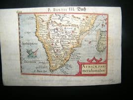 Bertius 1612 Hand Col Map. Africae Pars Meridionalior. South Africa, Sea Monster