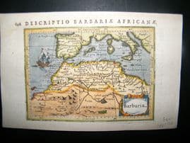 Bertius 1616 Antique Hand Col Map. Barbaria. Barbary, North Africa, Sicily Spain