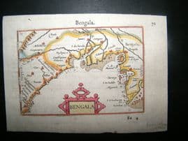Bertius C1600 Antique Hand Col Map. Bengala. Bengal, India Burma