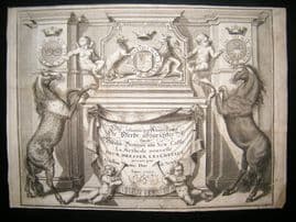 Cavendish Equestrian 1700 Engraved Title Page. Horses