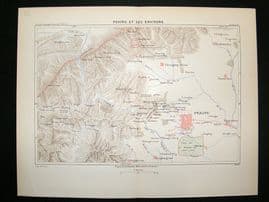 China: 1882 Antique Map, Peking, Reclus