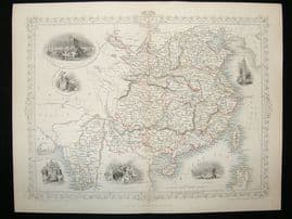 China & Burma: 1852 Antique Map. Decorative. Tallis Rapkin
