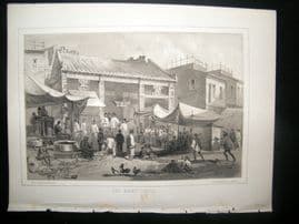 China Perry Expedition 1856 Antique Print. Fish Market, Canton