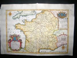 De Fer 1724 Antique Hand Col Map. France