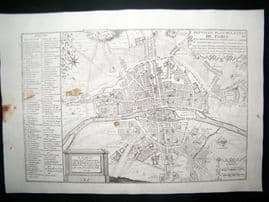De Fer 1724 Folio Antique Map. Plan of Paris