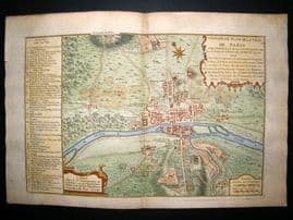 De Fer 1724 Folio Hand Colored Map Plan. Paris City Plan 17, France