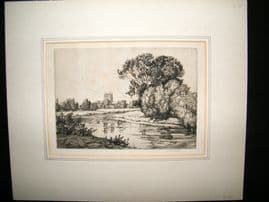 E. S. Bessell C1920 Signed Etching. The River Wye, Hereford