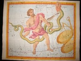 Flamsteed Atlas Coelestis 1781 LG Folio HC Celestial Map. Ophiuchus & Serpens 22