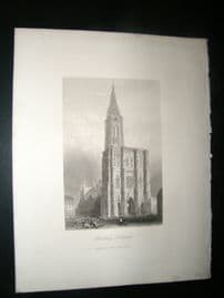 France 1847 Antique Print. Strasbourg Cathedral