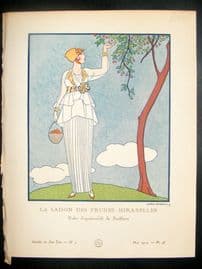 Gazette du Bon Ton by Barbier 1914 Pochoir. La Saison des Prunes Mirabelles