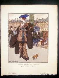Gazette du Bon Ton by Brissaud 1912 Art Deco Pochoir. Entre Chien et Loups