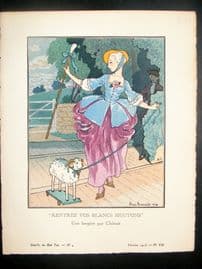 Gazette du Bon Ton by Brissaud 1913 Pochoir. Rentrez vos blancs Moutons