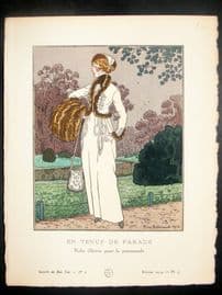 Gazette du Bon Ton by Brissaud 1914 Art Deco Pochoir. En Tenue de Parade