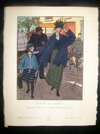 Gazette du Bon Ton by Brissaud 1914 Art Deco Pochoir. Sais-Tu Ta Lecon?