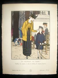 Gazette du Bon Ton by Brissaud 1914 Art Deco Pochoir. Ta Maman va Bien?