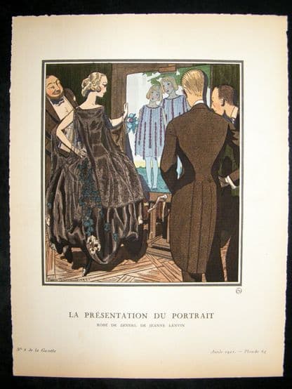 Gazette du Bon Ton by Brissaud 1921 Deco Pochoir. Le Presentation du Portrait | Albion Prints